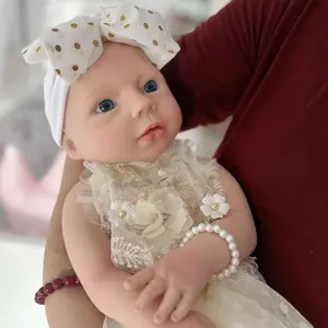 [Drink Wet System] Mayfair Reborn Doll 18Inch Squishy Full Body Silicone Reborn Baby Doll Girl With Drink & Wet System Mold Mouth Newborn Dolls With Hair