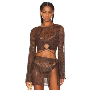 House of Harlow 1960 x REVOLVE Sana Metallic Open Stitch Top in Bronze