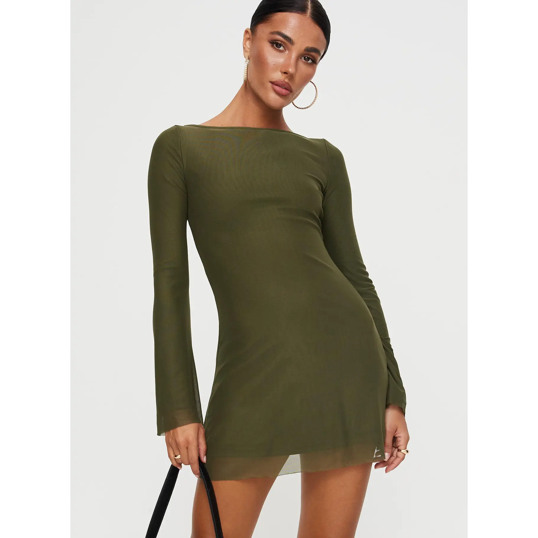 lukea long sleeve mini dress brown Lukea Long Sleeve Mini Dress | Brown | Womens main image 0