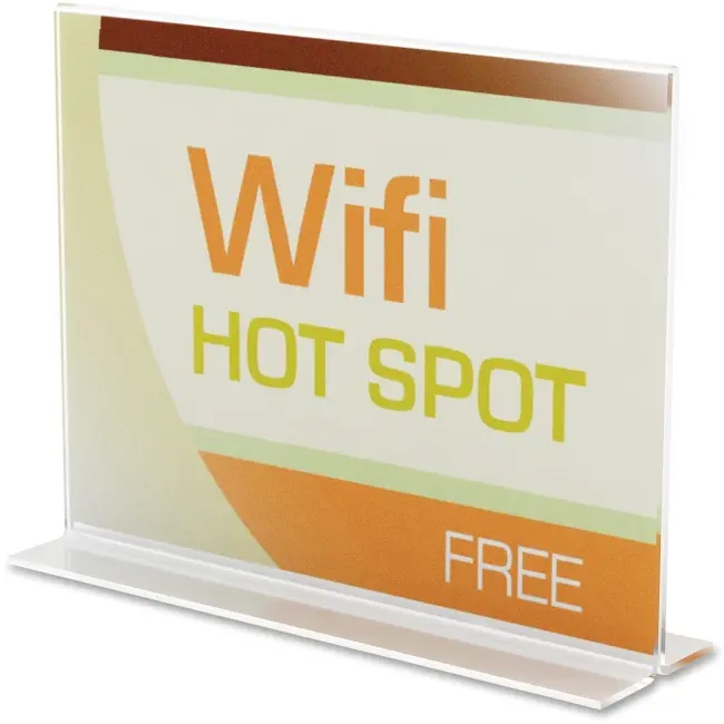 Deflect-O Thicker Durable Acrylic Anti-Glare Double-Sided Countertop Sign Holder, 11in Wide x 8.5in High Freestanding Customizable Landscape Plaque for Home Supplies, Displaying Decor, 11 In. Wide X 8-0.5 In. High, Recyclable