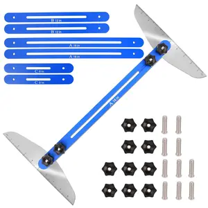 Stair Tread Template Tool,  Stair Gauge Set Shelf Layout Measuring Scribe Tool for Stairs, Risers, Partitions, Self and  Drywall