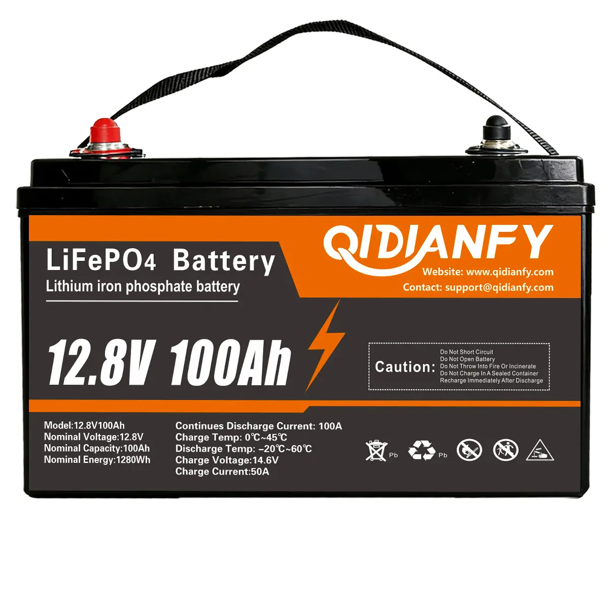 12.8V 100Ah lithium iron phosphate battery, 10000+deep cycle rechargeable lithium battery, built-in 100A BMS, long service life, high power, very suitable for RVs, boats, solar energy, fishing machines, camping and homes.