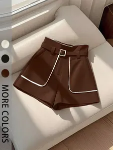 Women's Summer Casual Fashion Commuter Daily Colorblock Patchwork Shorts, Stylish Relaxed Fit, Perfect for Everyday Wear Bottom Womenswear