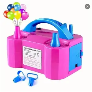 Semi-Automatic Electric Inflator, Portable, 600W, 110V-120V, 60HZ, Rose Red, ABS Material, Dual Hose, US Plug, Without Battery, for Home Use, Balloon Inflating Machine