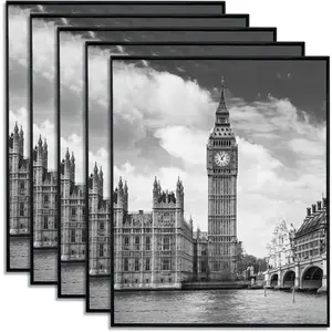 Front Loading Black Picture Frame 8x10 Set of 5 Wall and Table Mounting