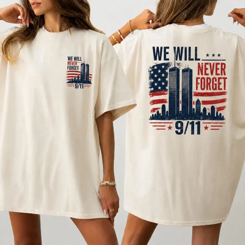 Comfort Colors 911 Memorial T-Shirt - Sweatshirt - Hoodie, 25th Anniversary Memorial Shirt, Never Forget American Flag Tee, September 11 Remembrance Gift