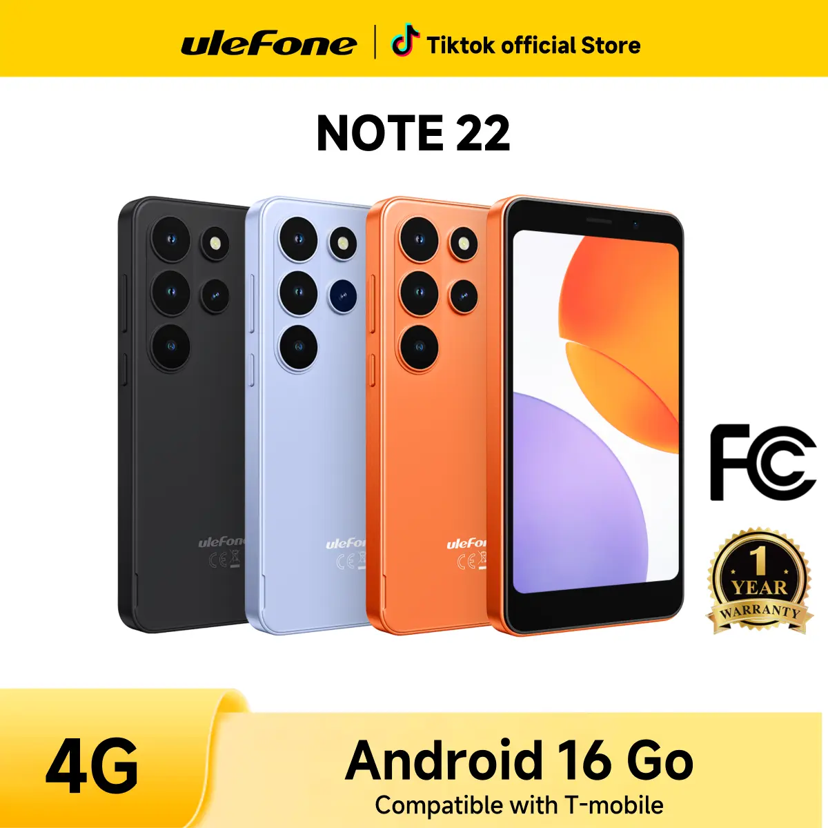 Ulefone Note 22 Android 16 Go Unlock Telephone,Dual SIM Card & 4G LET Networks，20GB Dynamic RAM+32GB ROM/2TB Expandable，5’‘ Mini Screen MiniPhone，Unisoc T7100 CPU，Removable Battery，For Present CompactPhone