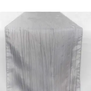 Taffeta Table Runner 12"x108" Silver - Accordion Crinkle Table Linen
