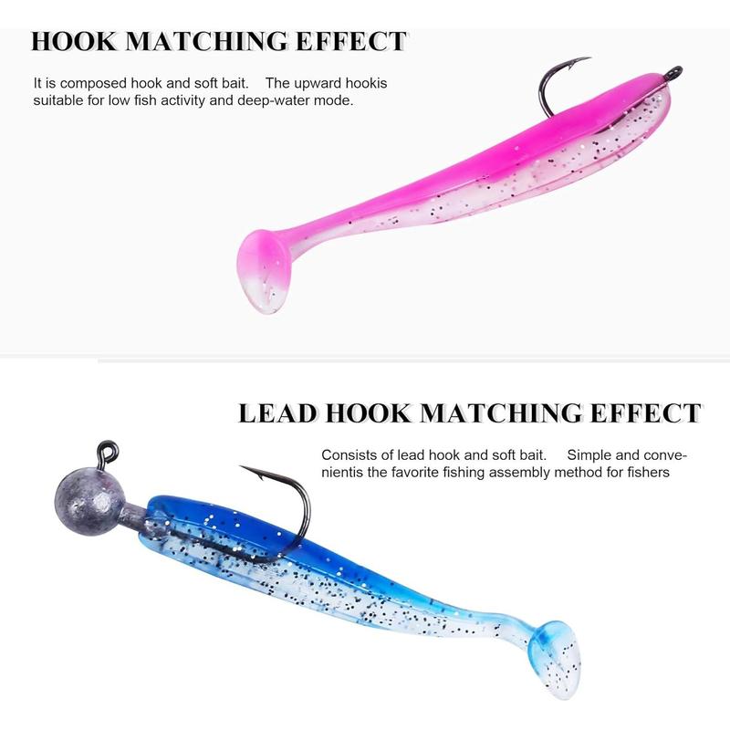 Soft Fishing Lures,40pcs Fishing Soft Plastic Lures and 5-Piece Duck Feet New Style.Paddle Tail Swimbaits Soft Plastic Lures Kit for Bass Trout Walleye Crappie