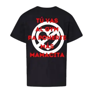Mamacita Tu Vas Al Gym Pump Cover Women's Gym T-shirt Graphic Tee (Red Letters)