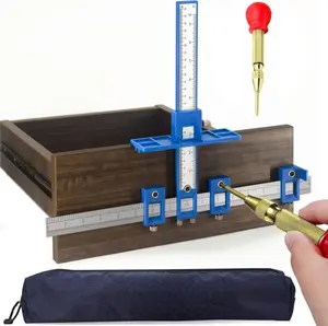 Cabinet Hardware Jig, King&Charles Cabinet Handle Jig with Automatic Center Punch, Avoid Jitter Caused by Direct Drilling. Use for Handles and Pulls on Drawers/Doors