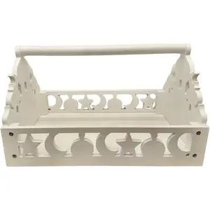 Arabian Style Dates & Fruit Tray Basket – Contemporary MDF Decorative Serving Basket for Elegant Table Display (White)