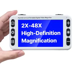 VEVOR Portable Digital Magnifier, 5-inch HD Electronic Video Magnifier for Low Version, 2X - 48X Electronic Reading Aid with 13MP Near Far Dual Lens, 26 Color Mode, AV/HDMI Output Foldable Handle