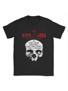 Retro Russian Orthodox Inscription Skull T-shirt Summer Men's Top Round Neck T-shirt Fashion Retro Death World Loose and Comfortable Men's T-shirt Size Up Clothing unisex, suitable for all seasons, couple gift
