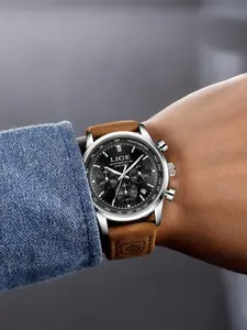 Lige Casual Gentleman Fashion Waterproof Luminous Calendar Chronograph Quartz Watch, Multiple Colors, Perfect Gift, Silver Color