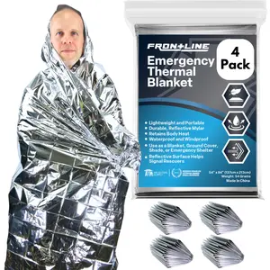 4 Pack Emergency Mylar Blankets Thermal Rescue Blanket Survival Gear XL 54 x 84