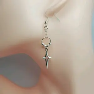 Silver Star Dangle Earrings with Beaded Chain for Women's Fashion Jewelry