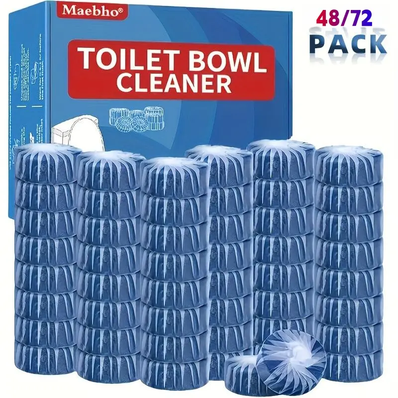 Toilet Cleaning Block Set - 48/72 Pack Blue Bubble Stain-Removing, Fragrant, Deodorizing Tablets, Long-Lasting Fragrance, Powerful Cleaning for All Toilet Types, Stain-Removing Toilet Cleaners, Fragrant Toilet Cleaners