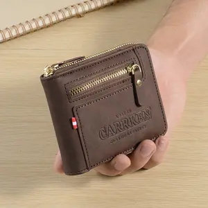 Original Vintage Leather Wallet for Men Large Capacity RFID Blocking Multi Card Holder Zipper Coin Purse Slim Design