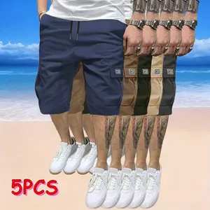 Men’s 5-Pack Cargo Shorts, Summer Trendy Casual Shorts, Multi-Pocket Design, Durable Fabric, Anti-Pilling, Wear-Resistant, Tear-Resistant, Comfortable and Breathable, Stylish and Versatile, Suitable for Outdoor Leisure