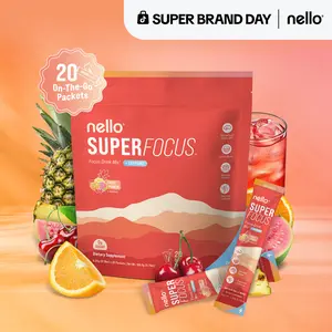 Nello Superfocus – Nootropic Drink Mix with Lion’s Mane, Rhodiola & Alpha-GPC – Supports Memory, Brain Health & Mental Stamina, Enhances Clarity & Sharpness, Helps Fight Brain Fog – Travel Packets (20 Servings) Healthcare Convenient