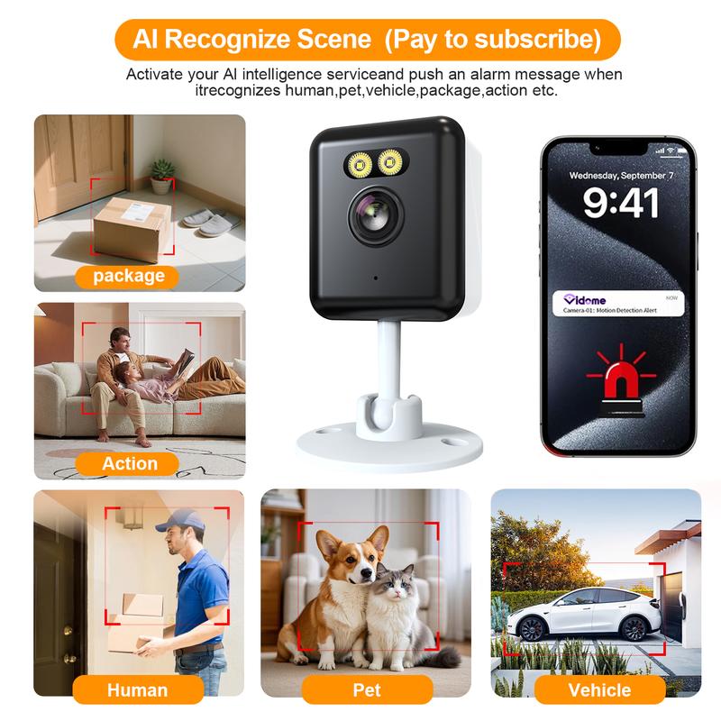 2-Pack 1080P Indoor Security Camera | Baby/Pet Monitor with Auto Tracking, Color Night Vision, 2-Way Audio & US Local Cloud