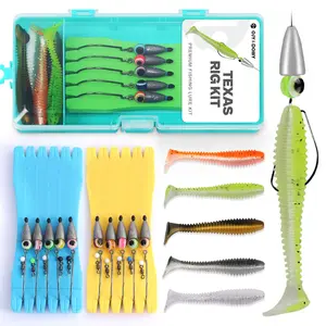 Texas Rig Kit 10 3/16 1/4 3/8oz With Paddle Tail Swimbaits And Reusable Bait Keeper Case  Quick-fishing Bass Fishing Lures