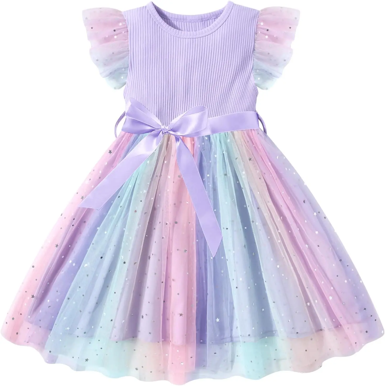 Toddler Girls Tulle Dress Ruffle Sleeveless Summer Baby Girl Fashion Tutu Dresses 2-6YGift.