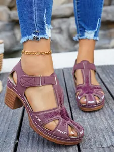 2026 Women's Hollow Out Embroidered High Heel Sandals, Fashion Comfortable Breathable Thick Sole, Daily Wear Casual Shoes