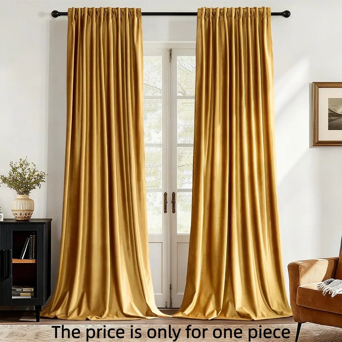 1PC Thick Windproof Velvet Window Curtain, Stylish and Elegant, Sound Insulation and Light Blocking, Ideal for Living Room and Bedroom, Perforated Processing