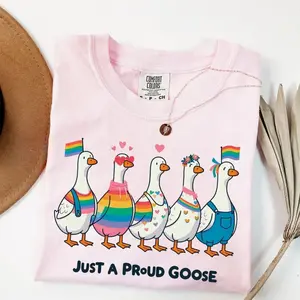 Funny Goose Pride Shirt, LGBT Pride Tee, Rainbow Ducks Tshirt, Cute Pride Top, LGBTQ, Equality LGBTQ U