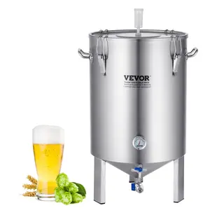 summervibes 304 Stainless Steel 16gal Beer Brewing Kettle Stock Pot - Brew Bucket Fermentor with Base, Lid, Handle, Valve, Spigot & Thermometer, Home Brewing Supplies, gal Tea Kettle Alternative, Gallon