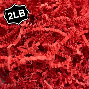 2LB Crinkle Cut Paper Shred Filler for Bag  Box Basket Confetti Paper Shreded Stuffing Decoration for Valentine's Day(Red)