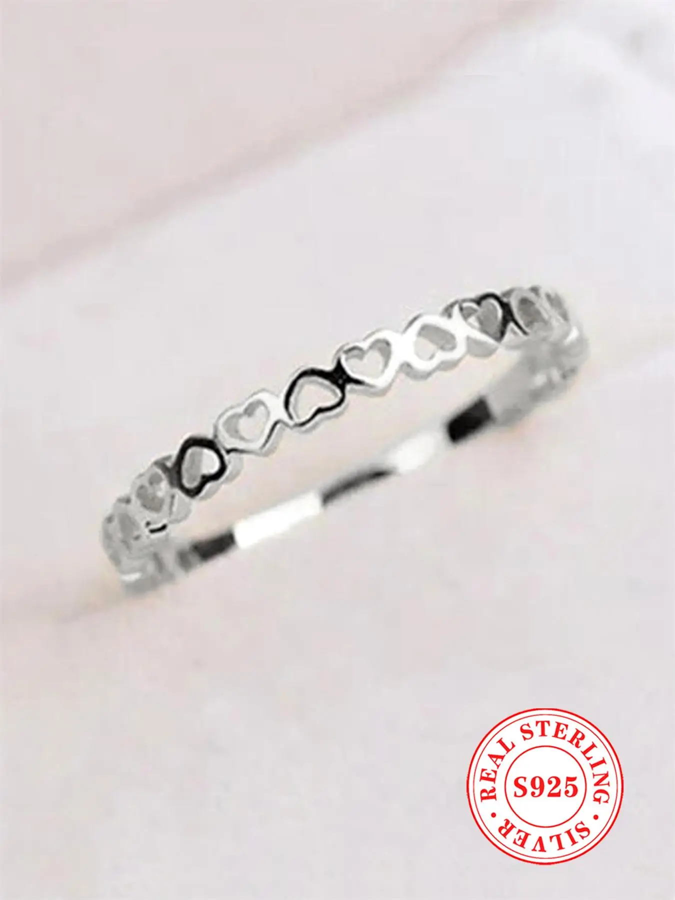 S925 Sterling Silver Heart Decor Ring, Fashion Accessories for Women & Girls, Trendy All-match & Exquisite Jewelry for Birthday Gift