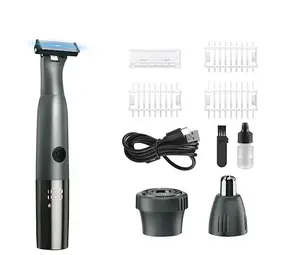3 in 1 Men's Electric Shaver & Grooming Kit, Water-Resistant Beard & Nose Hair Trimmer with LED Display, Type-C Fast Charge Travel Clipper