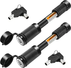 Trailer Hitch Lock Hitch Receiver Pin Lock Fits Class III IV V and 2"- 3-1/2" Receiver with 5/8" Dia 4" Lock Pin and 8 Anti-Rattle Rubber O-Rings Receiver Hitch Lock (2 Pack)