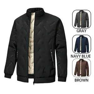 Men’s Autumn/Winter Stand Collar Fleece-Lined Warm Jacket — Winter Cold-Weather Jacket Suitable for Daily Commuting, Business Casual Wear, and Outdoor Activities