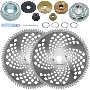 10" x 80 Teeth Carbide Tip Brush Cutter Blades Weed Trimmer Blade Head with Adapter Kit for Weed Eaters, for Husqvarna, Stihl Brush Cutter, String Trimmer, Lawn Mower(2 Pack)