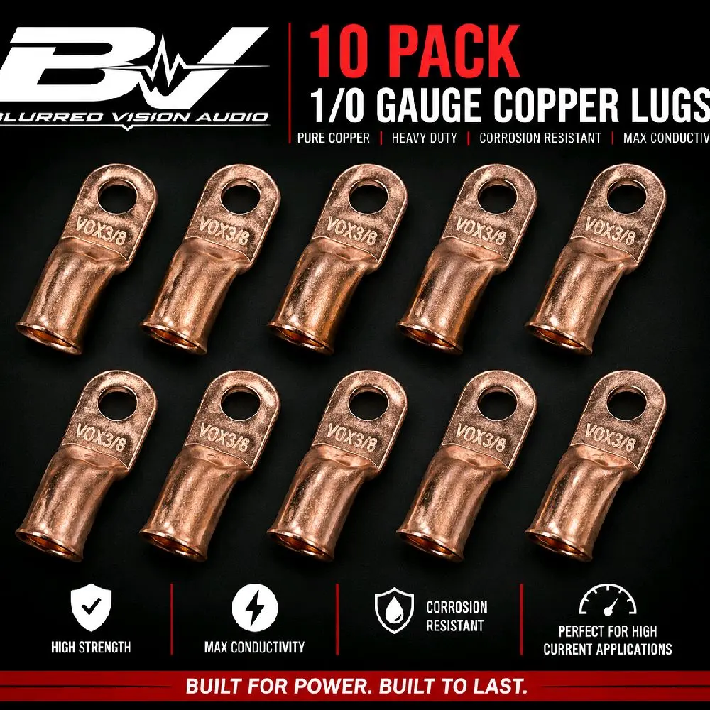 Blurred Vision Audio BVCT 1/0 GA Copper Ring Terminals – (10 Pack)