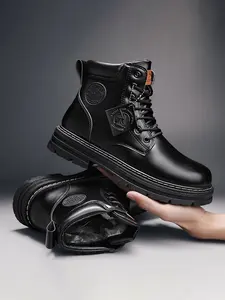 Men's Autumn Breathable British Style Retro Work Boots, Thick Sole High-Top Boots, Casual Shoes for Men