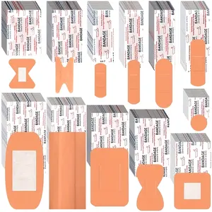 180/360pcs Assorted Styles Flexible Fabric Adhesive Bandages Small Breathable Fingertip Bandages Cloth Elastic Knuckle Bandages Various Sizes Spot Bandage for First Aid and Wound Care Emergency Supplies Healthcare Kit 180Pcs