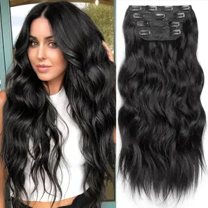 Summervibes [Iridescent] Clip in Hair Extensions Synthetic Natural & Soft Hair & Blends Well Hair Extensions Long Wavy Hairpieces