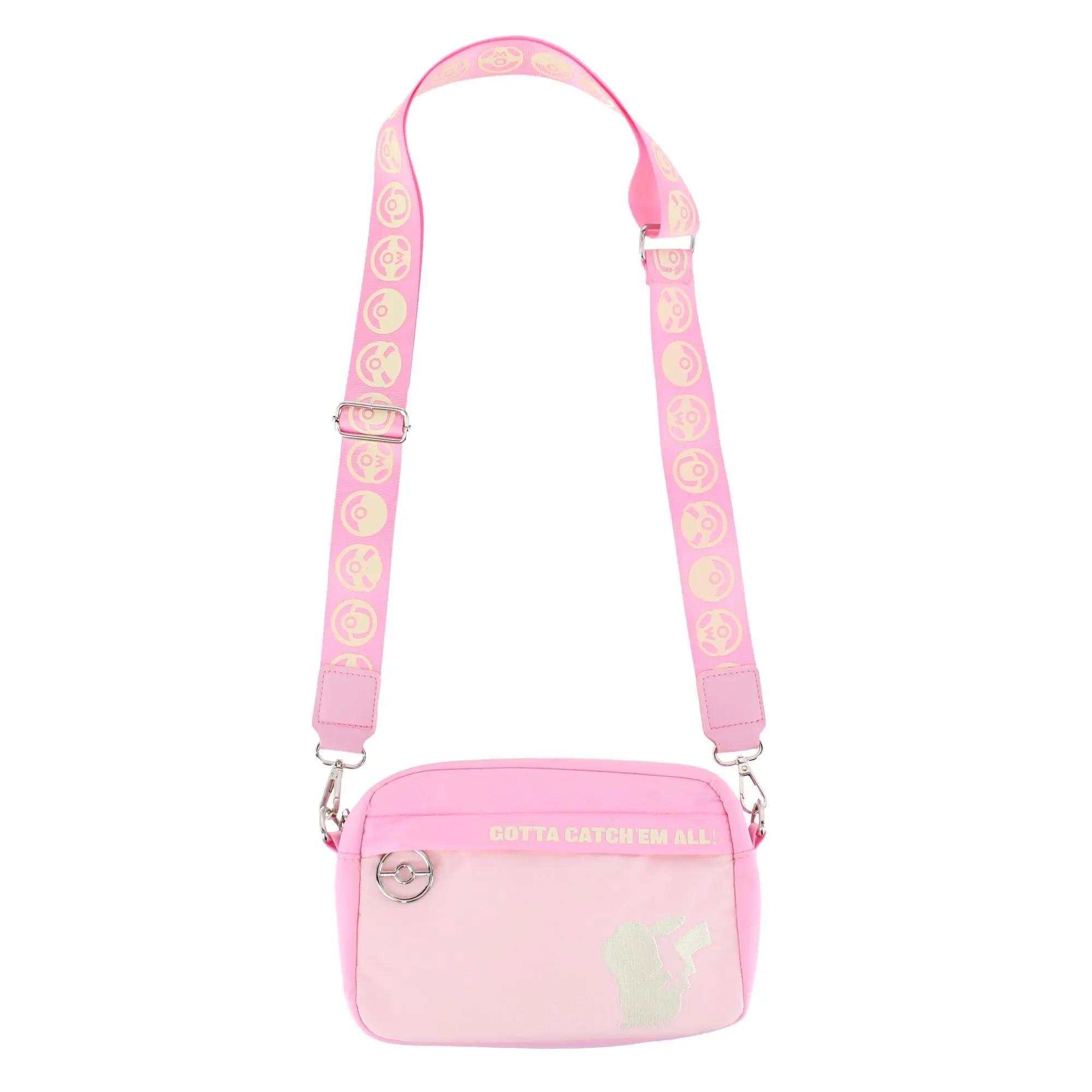 CTM Young Adult Pink Pikachu Crossbody Adjustable Belt Bag, Fashion Waist Packs, Waist Pack, Adjustable Strap, Embroidered Silhouette