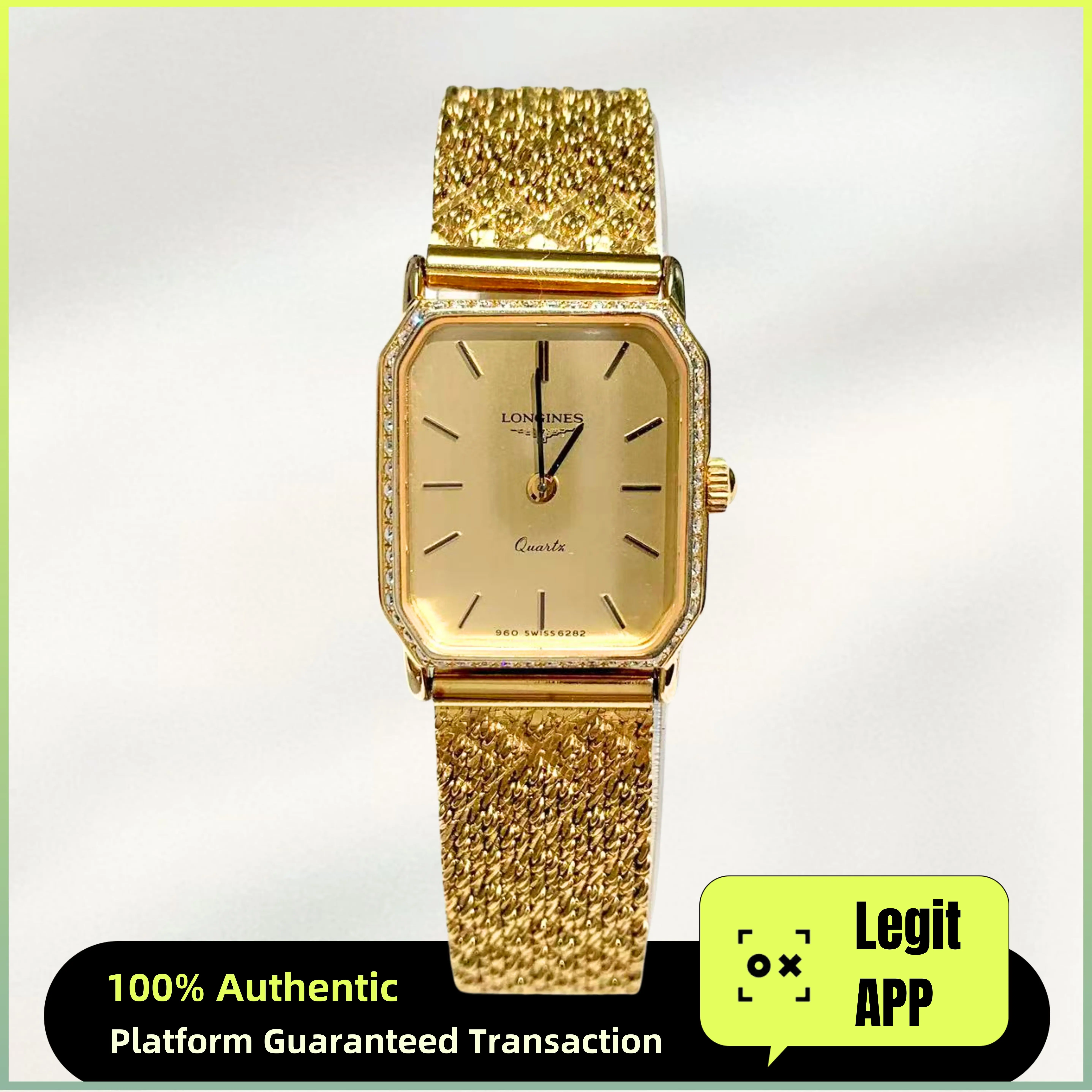 Longines Vintage Quartz Gold Plated Steel 21mm Yellow Dial Diamond 13511504