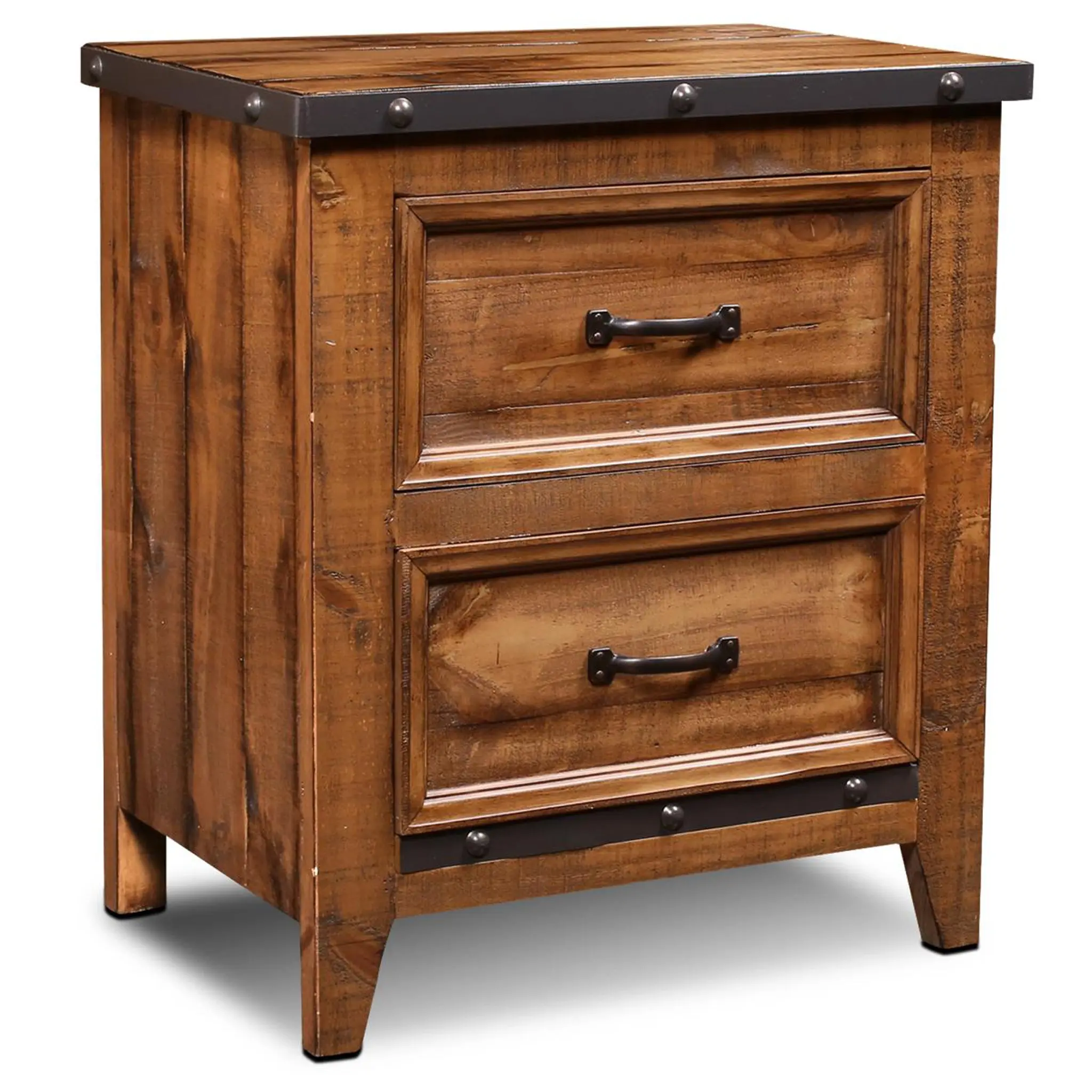 Larson Solid Pine Wood 2-Drawer Nightstand - Bedside Cabinet with Storage, Multiple Options Available