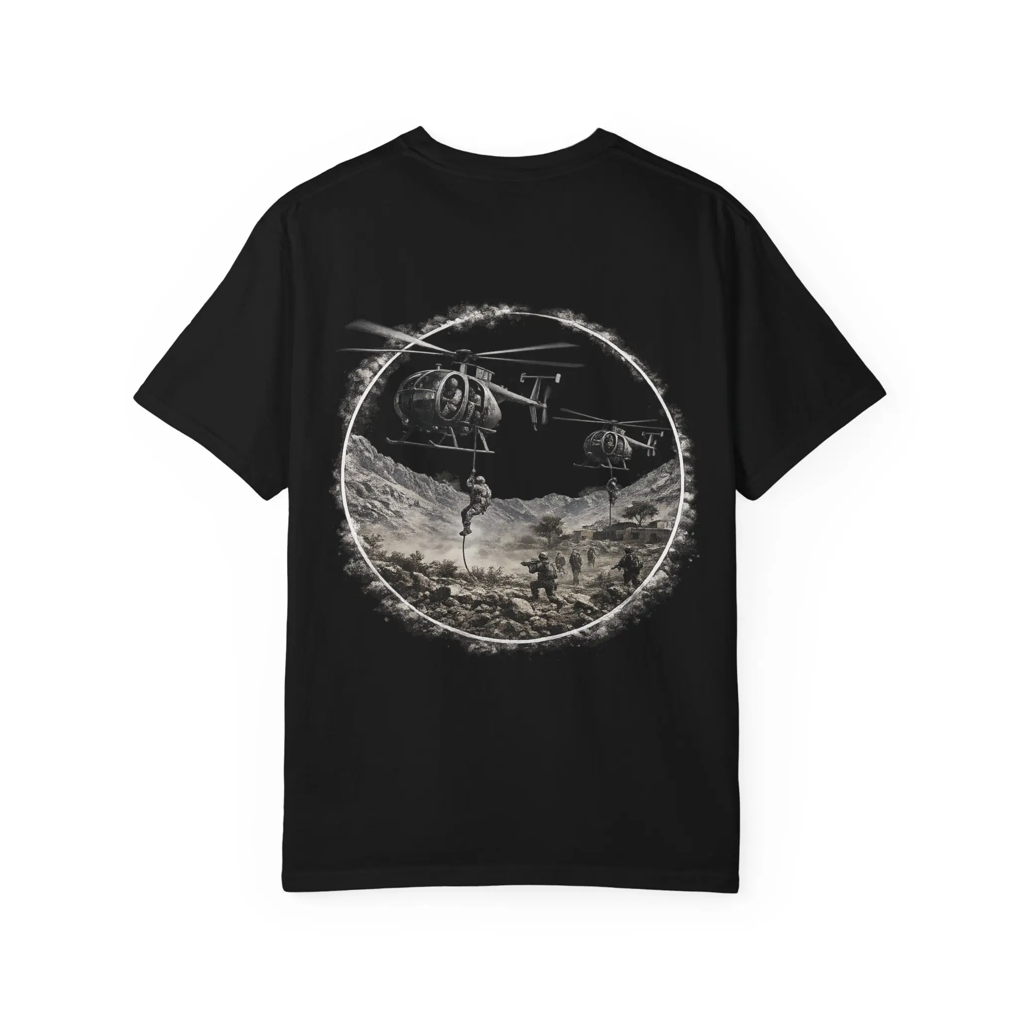 Atlas Airship Scene T-Shirt | Vintage Airship Circle Back Artwork