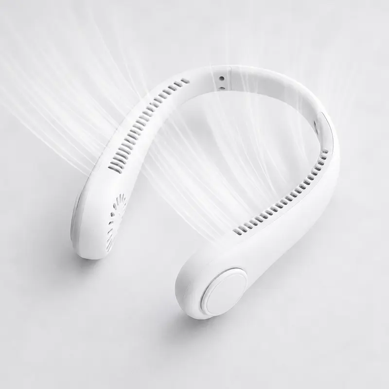 Portable Rechargeable Silicone Neck Fan - Hands-Free U-Shaped Personal Fan with Low-Noise Button-Controlled Settings, Lightweight Wearable Cooler for Summer Travel, Beat the Heat, Dad Gifts