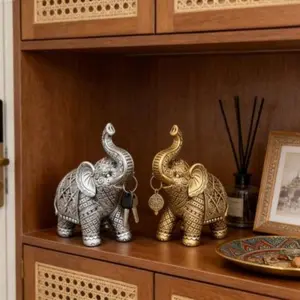 Vintage Luxury Resin Elephant Ornament, High-End Home Decor for Living Room, Unique Creative Desk Decoration, Moving House Gift, Decorative Figurines