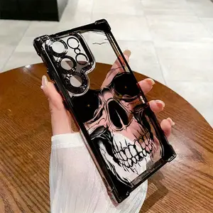 Horror Bone Skull Phone Case for Samsung Galaxy S25 S24 S23 S22 S21 Fe Ultra Plus 4g 32g, Anti-Drop Shockproof Transparent Soft Protective Back Cover Casing Protection Accessories Smartphone Cellphone