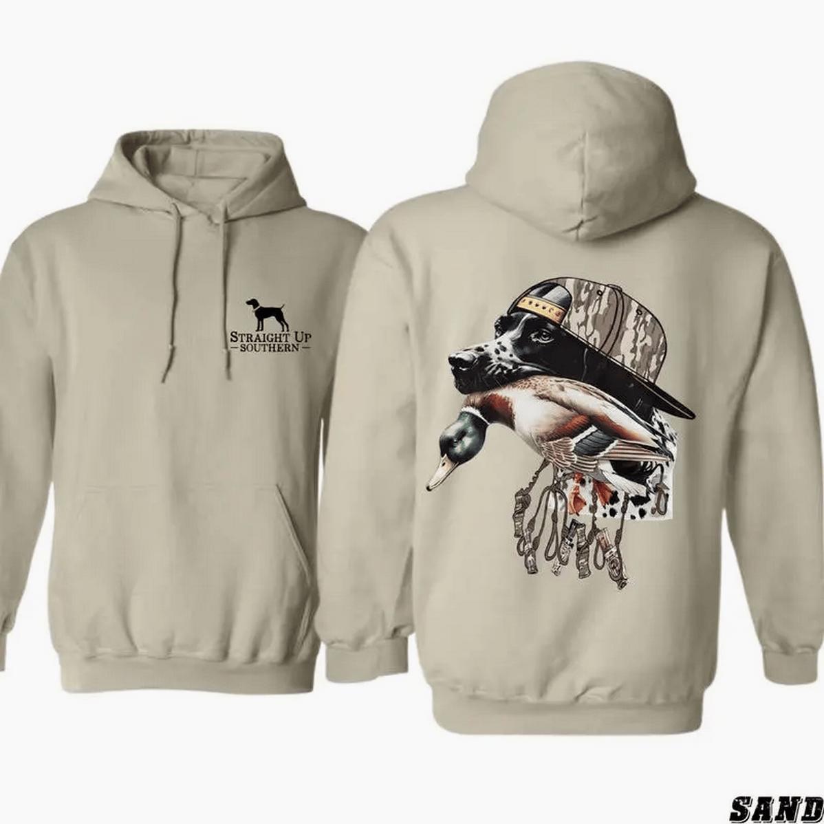 Straight Up Southern Hoodie – Bold Hunting Dog With Duck Graphic Perfect For Outdoorsmen And Waterfowl Hunters Unisex Hoodied Everyday Cotton Sweaters Straight Up Southern Hoodie – Bold Hunting Dog With Duck Graphic Perfect For Outdoorsmen And Waterfowl Hunters Unisex Hoodied Everyday Cotton Sweaters